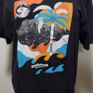 Billabong Black Tee with Tropical Graphic